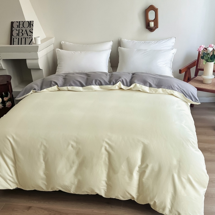 91家纺网 家纺一手货源 找家纺 艾迪尚家纺 2025新款100s生态全棉纯色磨毛单品被套 白玉灰