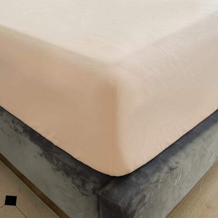 91家纺网 家纺一手货源 找家纺 艾迪尚家纺2025新款100s生态全棉纯色磨毛单品床笠 阿克曼绿樱草粉