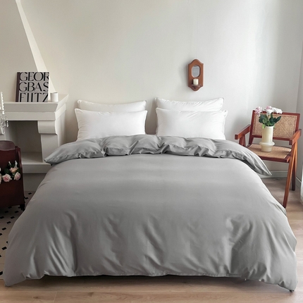 艾迪尚家纺 2025新款100s生态全棉纯色磨毛单品被套 灰卡