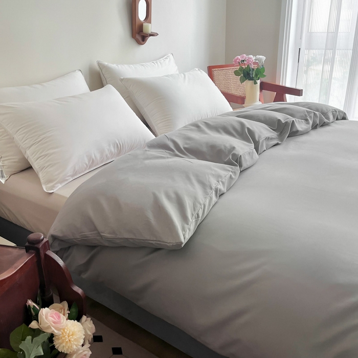 91家纺网 家纺一手货源 找家纺 艾迪尚家纺 2025新款100s生态全棉纯色磨毛单品被套 灰卡