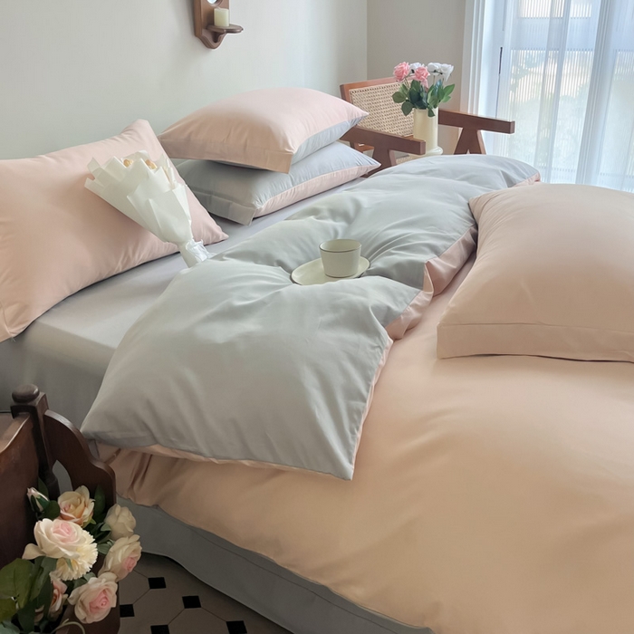 91家纺网 家纺一手货源 找家纺 艾迪尚家纺 2025新款100s生态全棉纯色磨毛四件套 淡妃粉