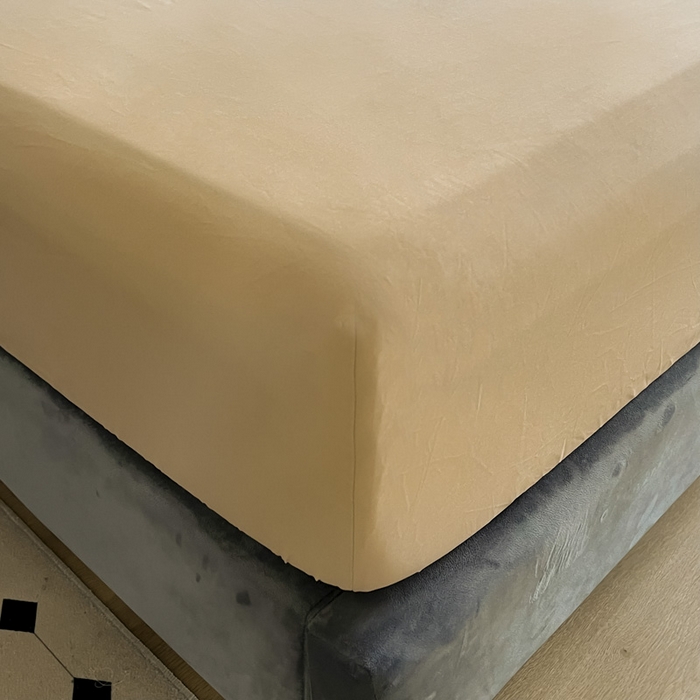 91家纺网 家纺一手货源 找家纺 艾迪尚家纺 2025新款100s生态全棉纯色磨毛单品床笠 布莱克黄