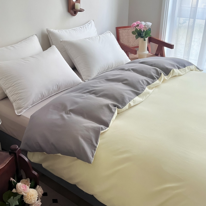 91家纺网 家纺一手货源 找家纺 艾迪尚家纺 2025新款100s生态全棉纯色磨毛单品被套 白玉灰