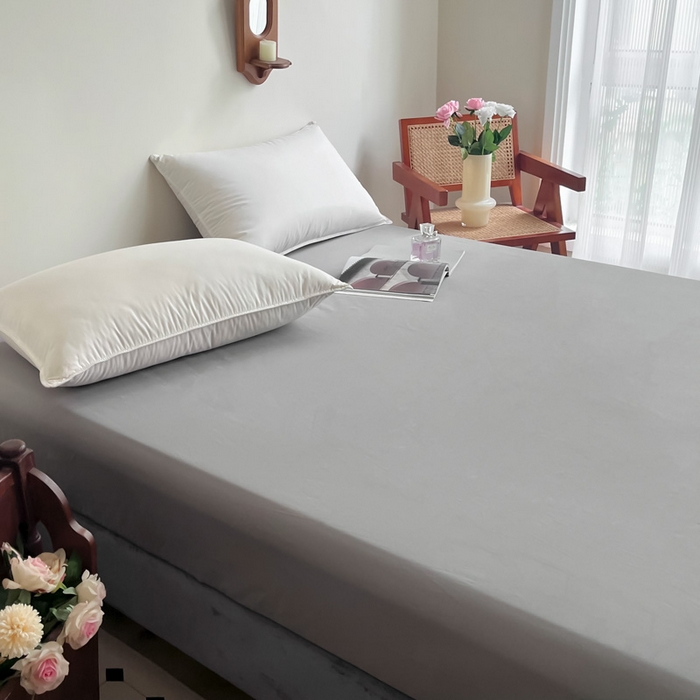 91家纺网 家纺一手货源 找家纺 艾迪尚家纺 2025新款100s生态全棉纯色磨毛单品床笠 灰卡