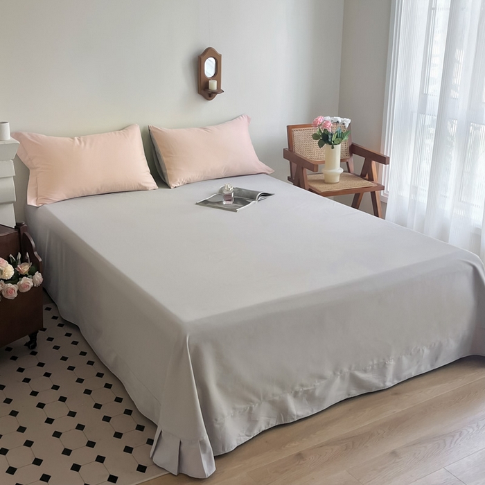 91家纺网 家纺一手货源 找家纺 艾迪尚家纺 2025新款100s生态全棉纯色磨毛单品床单 淡妃粉