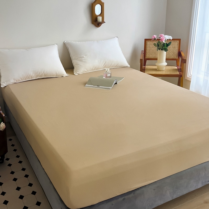 91家纺网 家纺一手货源 找家纺 艾迪尚家纺 2025新款100s生态全棉纯色磨毛单品床笠 布莱克黄