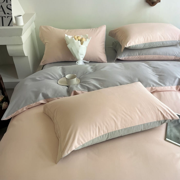 91家纺网 家纺一手货源 找家纺 艾迪尚家纺 2025新款100s生态全棉纯色磨毛四件套 淡妃粉