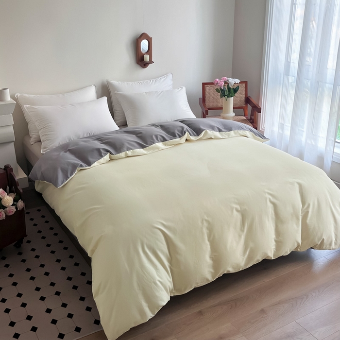 91家纺网 家纺一手货源 找家纺 艾迪尚家纺 2025新款100s生态全棉纯色磨毛单品被套 白玉灰