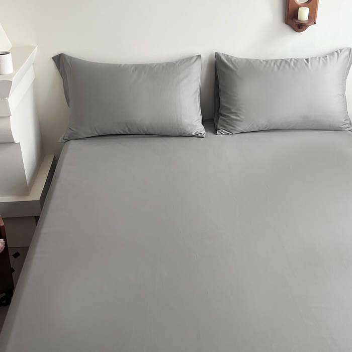 91家纺网 家纺一手货源 找家纺 艾迪尚家纺 2025新款100s生态全棉纯色磨毛单品床单 灰卡