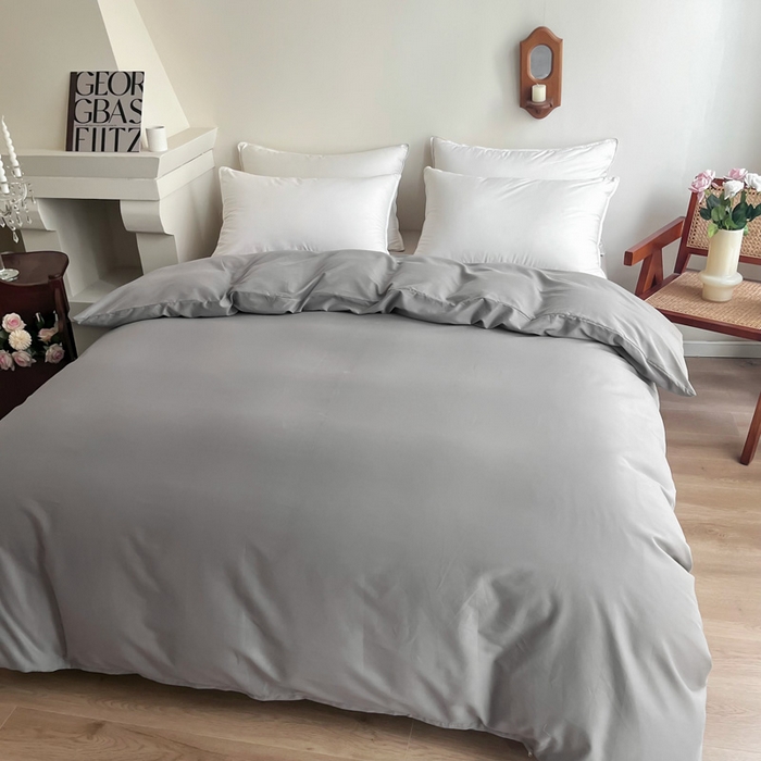 91家纺网 家纺一手货源 找家纺 艾迪尚家纺 2025新款100s生态全棉纯色磨毛单品被套 灰卡