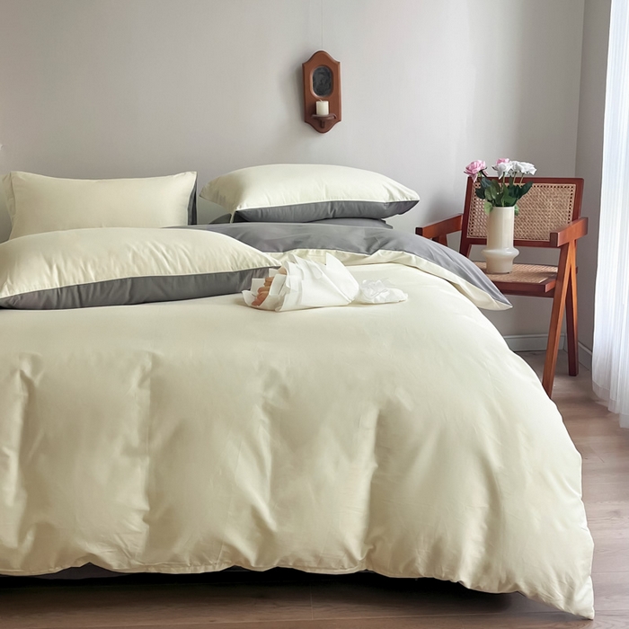 91家纺网 家纺一手货源 找家纺 艾迪尚家纺 2025新款100s生态全棉纯色磨毛四件套 白玉灰