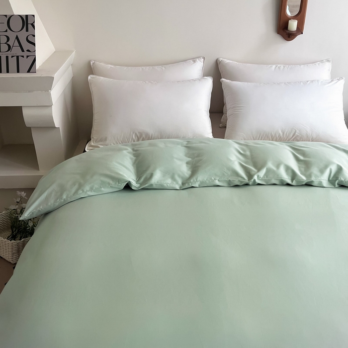 91家纺网 家纺一手货源 找家纺 艾迪尚家纺 2025新款100s生态全棉纯色磨毛单品被套 阿克曼绿