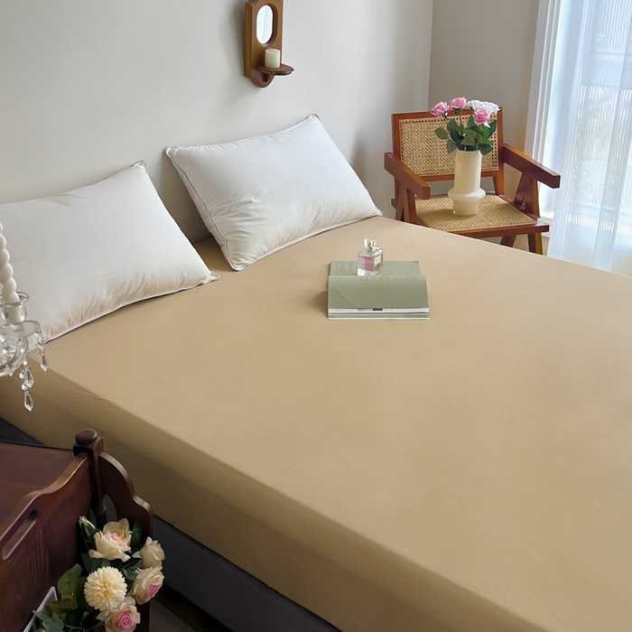 91家纺网 家纺一手货源 找家纺 艾迪尚家纺 2025新款100s生态全棉纯色磨毛单品床笠 布莱克黄