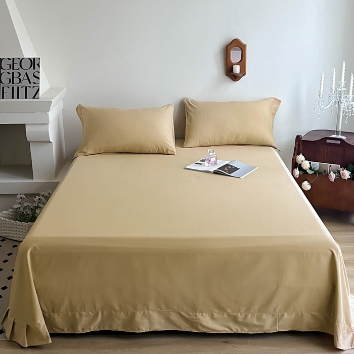 91家纺网 家纺一手货源 找家纺 艾迪尚家纺 2025新款100s生态全棉纯色磨毛单品床单 布莱克黄