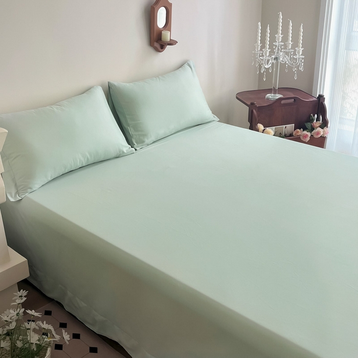 91家纺网 家纺一手货源 找家纺 艾迪尚家纺 2025新款100s生态全棉纯色磨毛单品床单 阿克曼绿