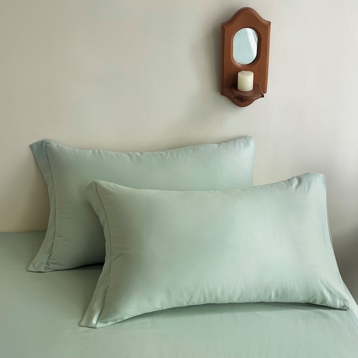 91家纺网 家纺一手货源 找家纺 艾迪尚家纺 2025新款100s生态全棉纯色磨毛单品单枕套 阿克曼绿