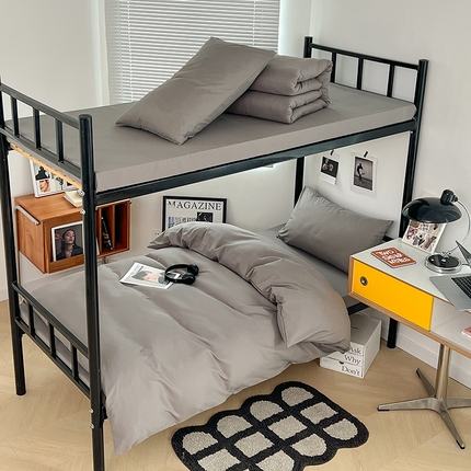 91家纺网 家纺一手货源 找家纺 （总）yyds网供 2023新款双拼AB版亲肤水洗棉纯色被套学生宿舍三件套单人双人四件套