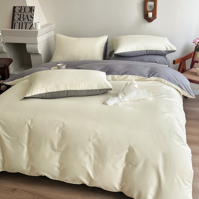 91家纺网 家纺一手货源 找家纺 艾迪尚家纺 2025新款100s生态全棉纯色磨毛四件套 白玉灰