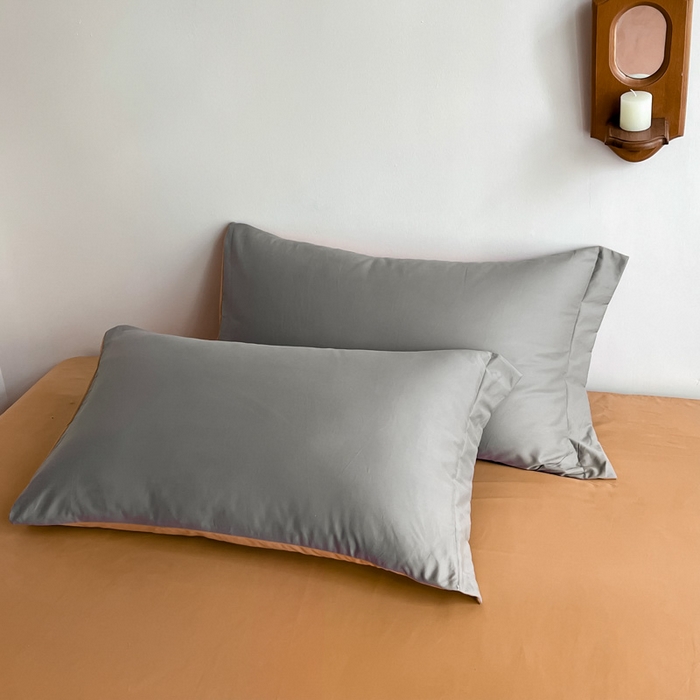 91家纺网 家纺一手货源 找家纺 艾迪尚2025新款100s生态全棉纯色磨毛单品单枕套灰卡可可橘