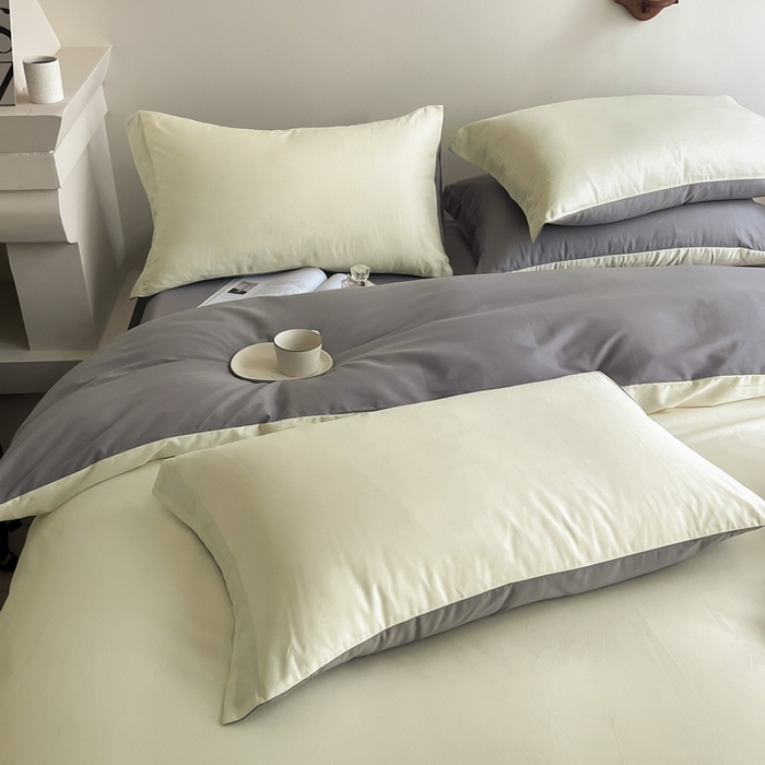 91家纺网 家纺一手货源 找家纺 艾迪尚家纺 2025新款100s生态全棉纯色磨毛四件套 白玉灰