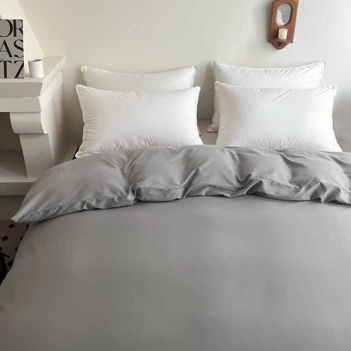 91家纺网 家纺一手货源 找家纺 艾迪尚家纺 2025新款100s生态全棉纯色磨毛单品被套 灰卡