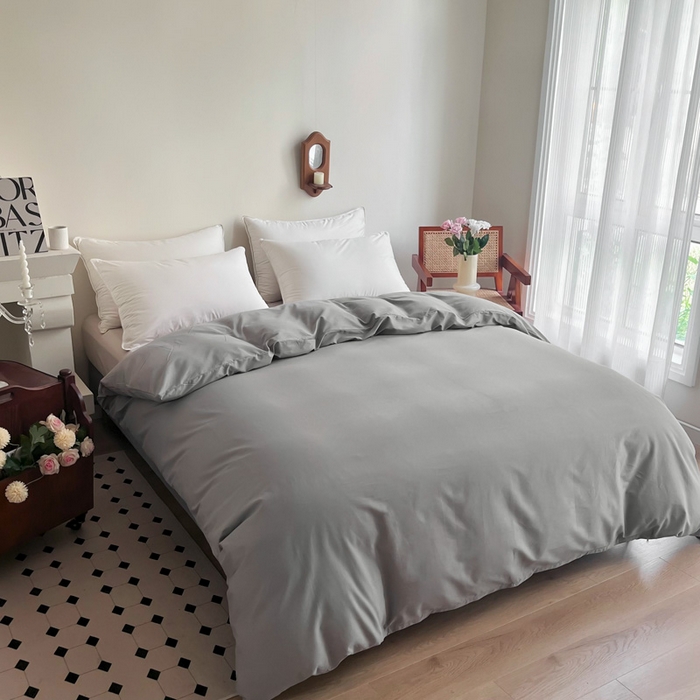 91家纺网 家纺一手货源 找家纺 艾迪尚家纺 2025新款100s生态全棉纯色磨毛单品被套 灰卡