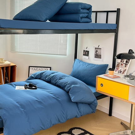 91家纺网 家纺一手货源 找家纺 （总）yyds网供 2023新款双拼AB版亲肤水洗棉纯色被套学生宿舍三件套单人双人四件套