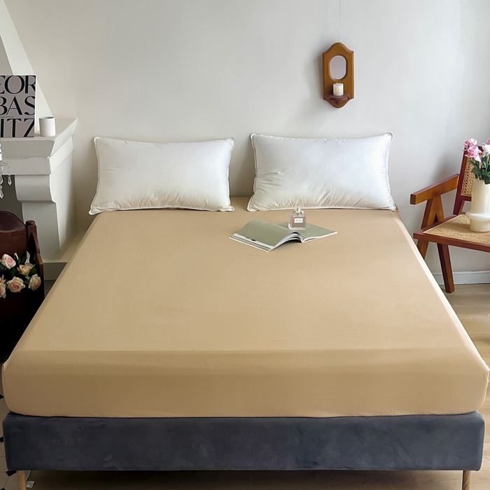 91家纺网 家纺一手货源 找家纺 艾迪尚家纺 2025新款100s生态全棉纯色磨毛单品床笠 布莱克黄