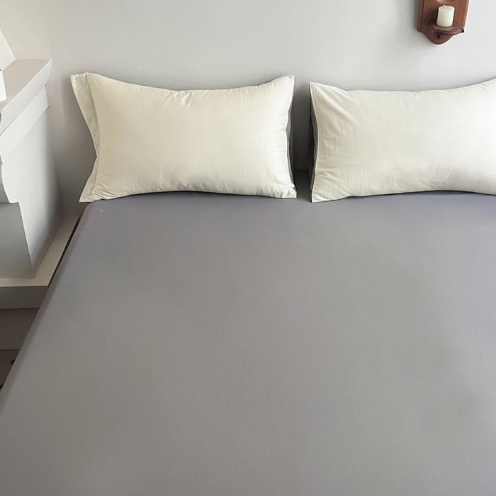 91家纺网 家纺一手货源 找家纺 艾迪尚家纺 2025新款100s生态全棉纯色磨毛单品床单 白玉灰