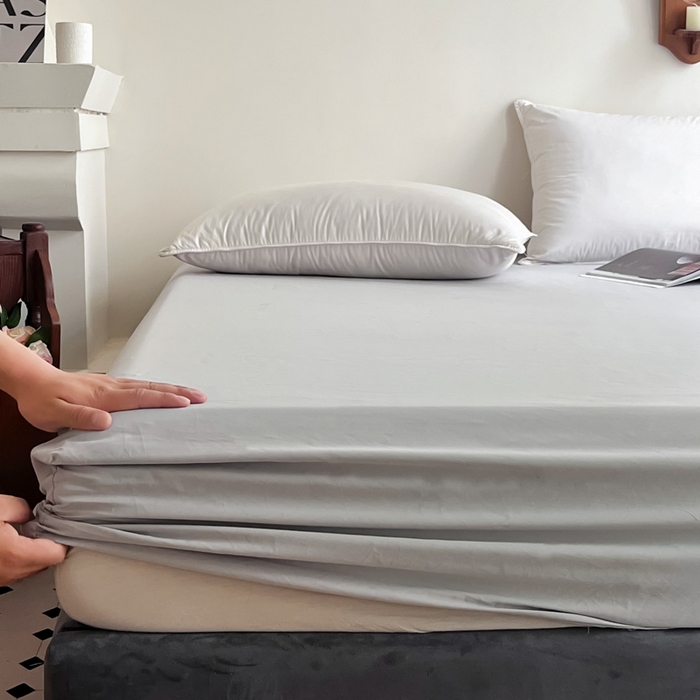 91家纺网 家纺一手货源 找家纺 艾迪尚家纺 2025新款100s生态全棉纯色磨毛单品床笠 淡妃粉