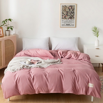 91家纺网 家纺一手货源 找家纺 （总）邵依 2025新款水洗棉素色纯色四件套单被套