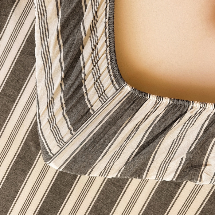 91家纺网 家纺一手货源 找家纺 喜居 2023新款全棉色织纯棉无印良品风纯色学生床笠 布莱灰