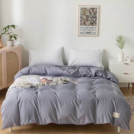 91家纺网 家纺一手货源 找家纺 （总）邵依 2025新款水洗棉素色纯色四件套单被套