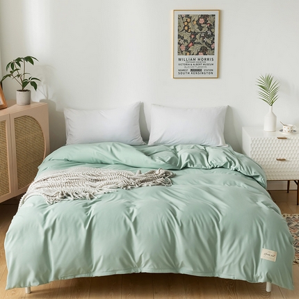 91家纺网 家纺一手货源 找家纺 （总）邵依 2025新款水洗棉素色纯色四件套单被套