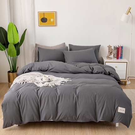 91家纺网 家纺一手货源 找家纺 （总）邵依 2025新款水洗棉素色纯色四件套单被套