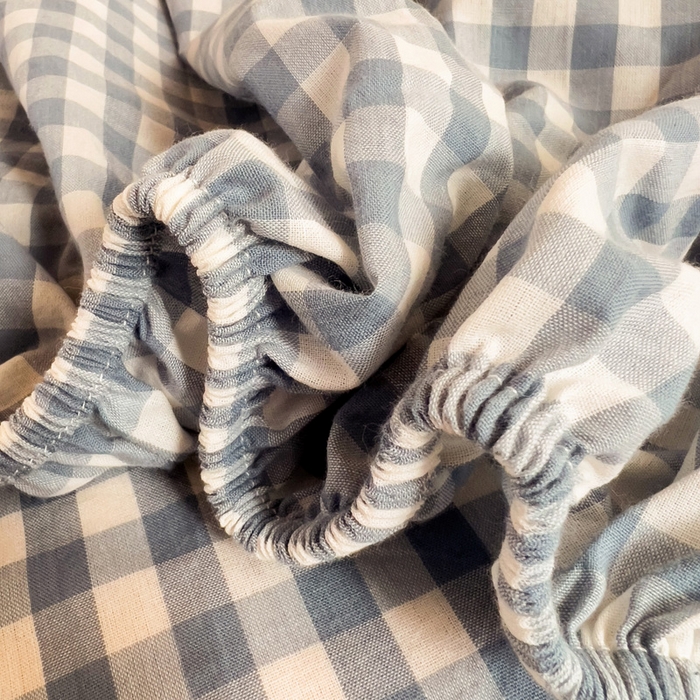 91家纺网 家纺一手货源 找家纺 喜居 2023新款全棉色织纯棉无印良品风纯色学生床笠 蓝小格