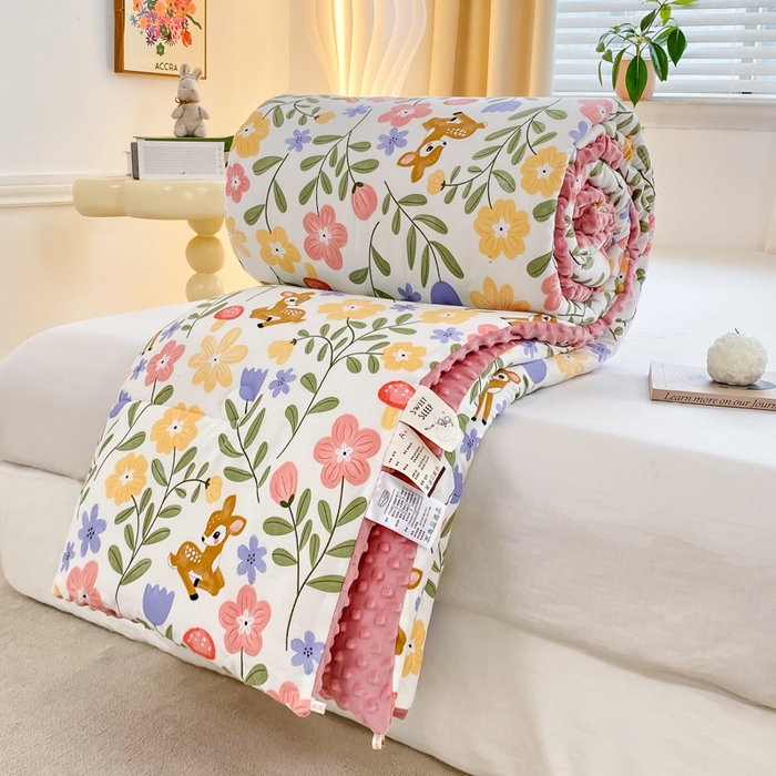 91家纺网 家纺一手货源 找家纺 （总）锦鹭被业 2025新款大豆纤维豆豆被小清新印花四季被冬被