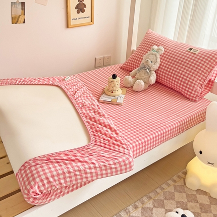 91家纺网 家纺一手货源 找家纺 （总）喜居 2023新款全棉色织纯棉无印良品风纯色学生床笠