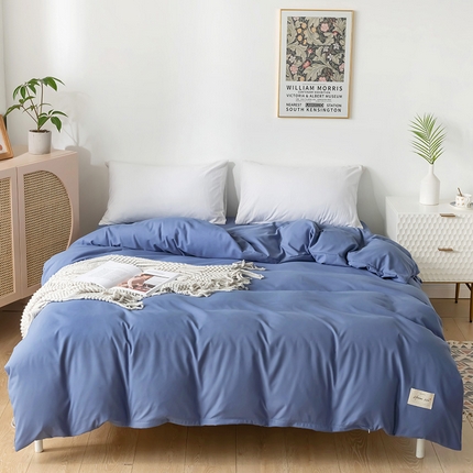 91家纺网 家纺一手货源 找家纺 （总）邵依 2025新款水洗棉素色纯色四件套单被套