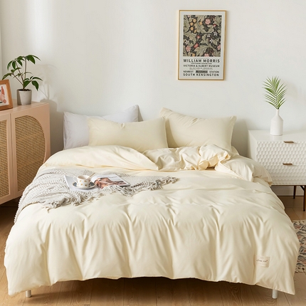 91家纺网 家纺一手货源 找家纺 （总）邵依 2025新款水洗棉素色纯色四件套单被套