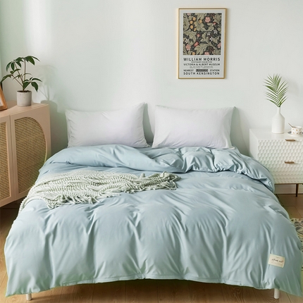 91家纺网 家纺一手货源 找家纺 （总）邵依 2025新款水洗棉素色纯色四件套单被套