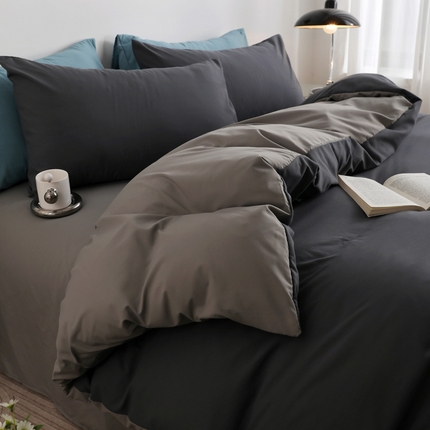 91家纺网 家纺一手货源 找家纺 （总）邵依 2025新款水洗棉双拼纯色非全棉纯棉素色四件套单被套