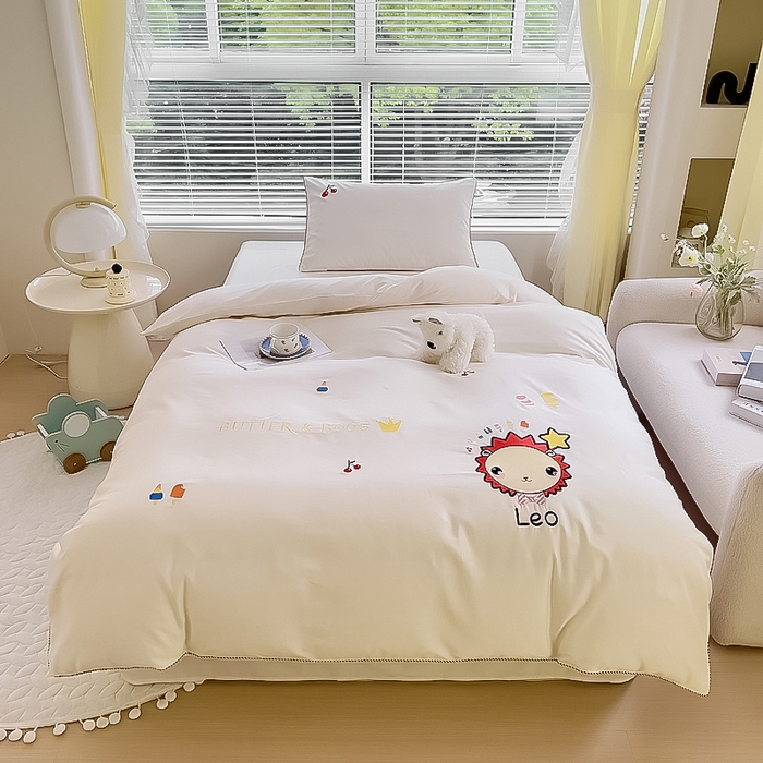 91家纺网 家纺一手货源 找家纺 庭彤 A类100s长绒棉儿童三件套单被套单床单枕套 你好狮子小姐