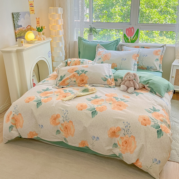 91家纺网 家纺一手货源 找家纺 帅露家纺 2023新款ins小清新磨毛印花四件套 春山居