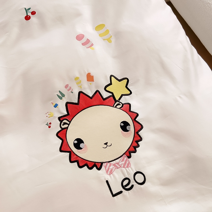 91家纺网 家纺一手货源 找家纺 庭彤 A类100s长绒棉儿童三件套单被套单床单枕套 你好狮子小姐