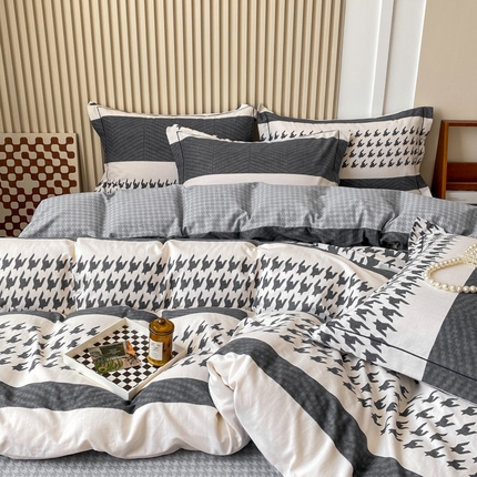 91家纺网 家纺一手货源 找家纺 帅露家纺 2023新款ins小清新磨毛印花四件套 千艾