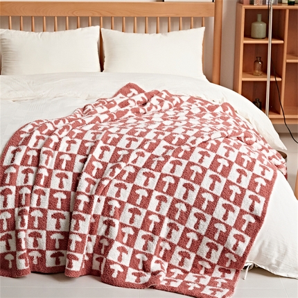 91家纺网 家纺一手货源 找家纺 暖绵绵家纺 2025新款半边绒办公室午睡毯休闲毯-辛朵 盖毯旅行毯沙发毯床尾巾 西瓜红