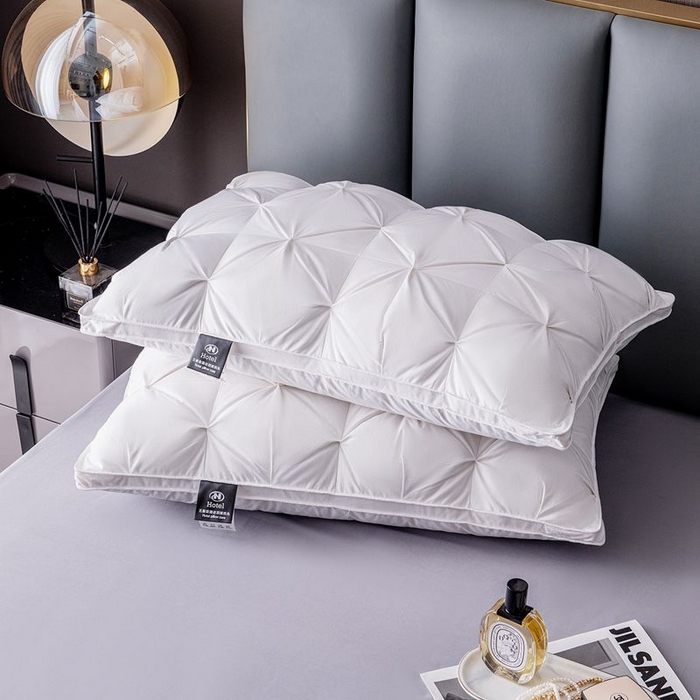 91家纺网 家纺一手货源 找家纺 御眠纺 2024轻奢羽绒枕全棉扭花羽绒枕防羽布厂家直销供直播可代发 白色-高枕