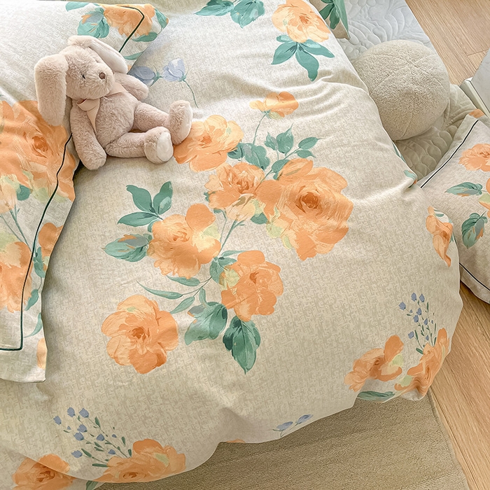 91家纺网 家纺一手货源 找家纺 帅露家纺 2023新款ins小清新磨毛印花四件套 春山居