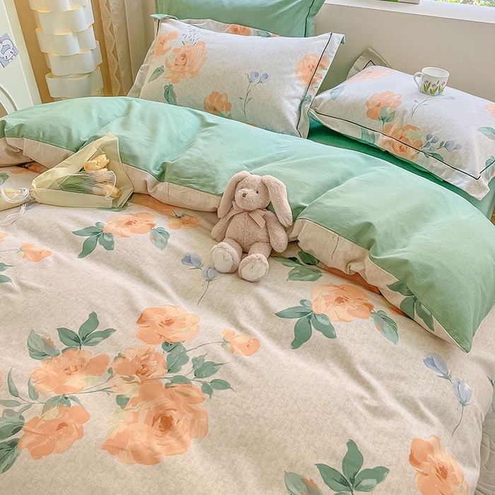 91家纺网 家纺一手货源 找家纺 帅露家纺 2023新款ins小清新磨毛印花四件套 春山居